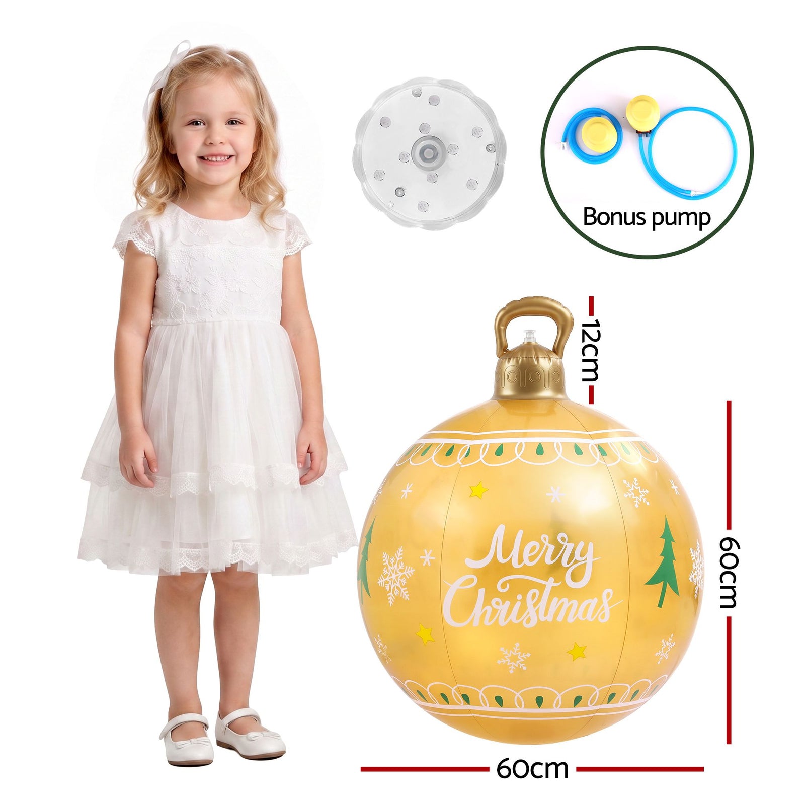 Christmas Inflatable Ball 60cm Led Illuminated Xmas Decoration