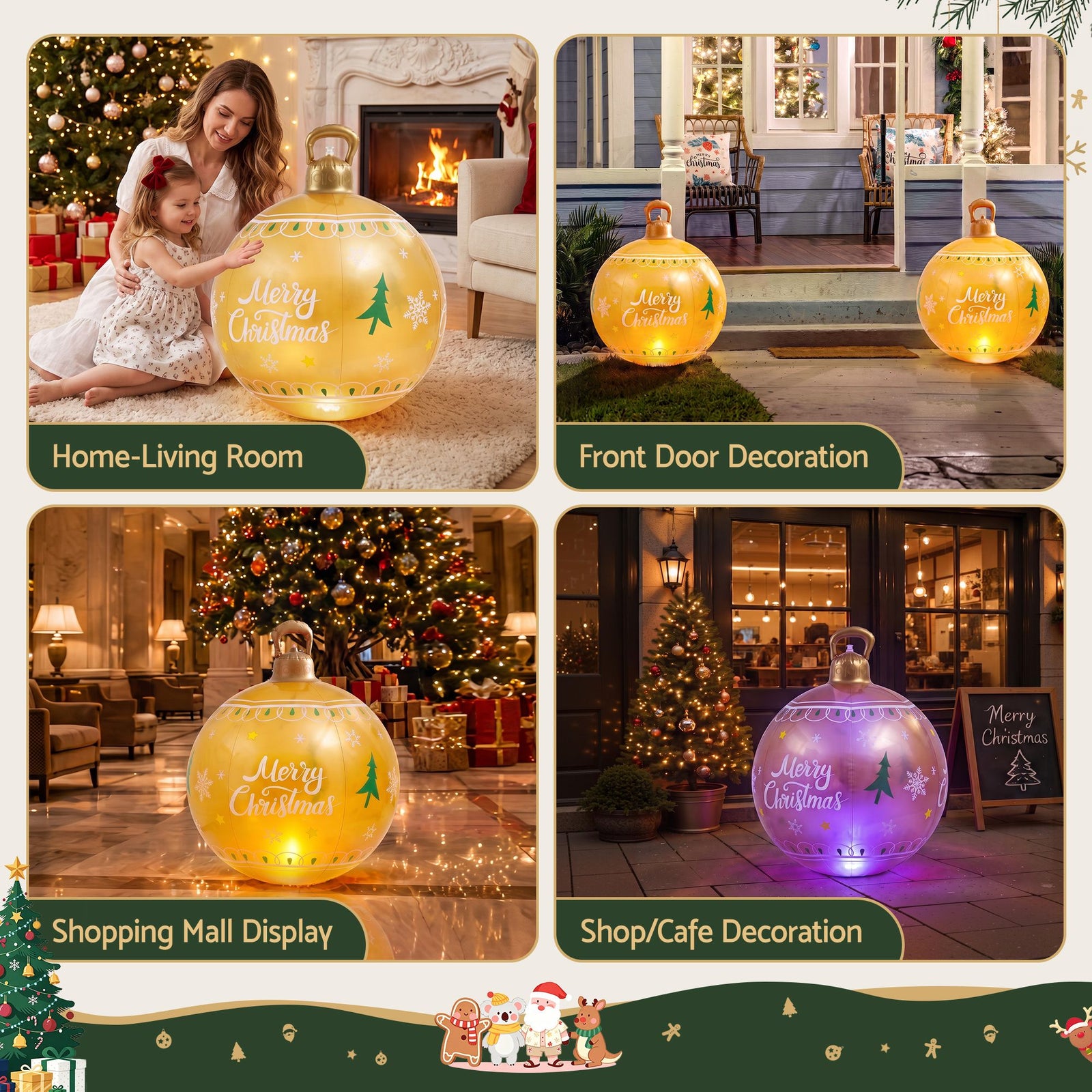 Christmas Inflatable Ball 60cm Led Illuminated Xmas Decoration