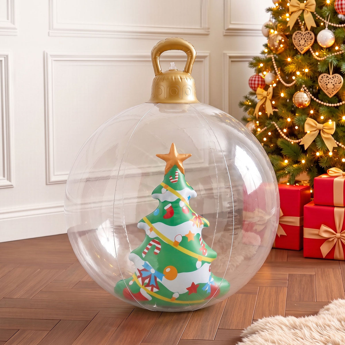 60cm Clear Inflatable Christmas Tree Bauble Water Repellent PVC with Pump