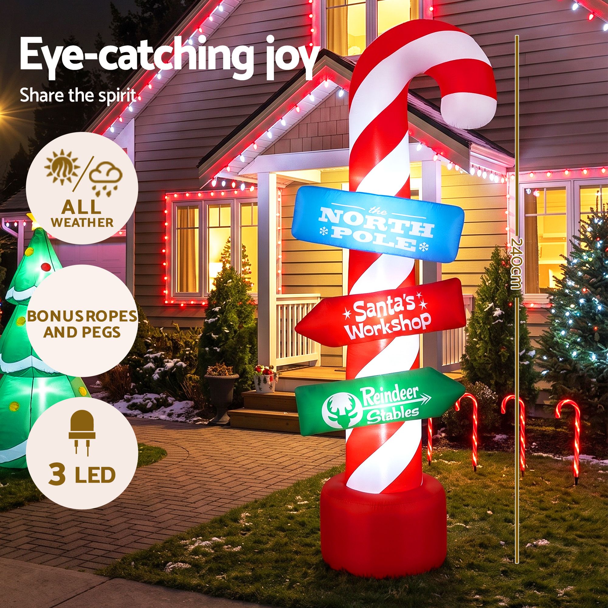 240cm Christmas Inflatable LED Outdoor Holiday Decoration with Blower