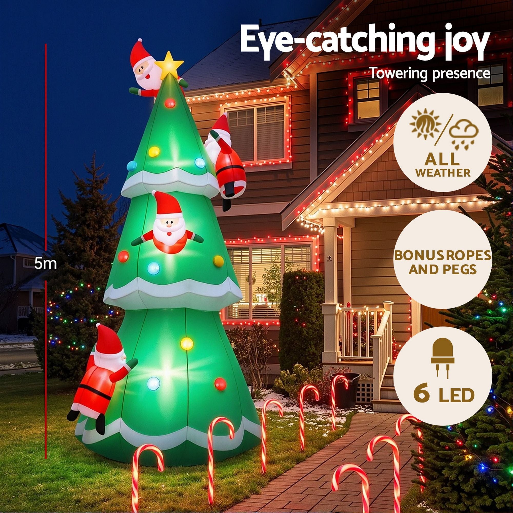 5M Christmas Inflatable LED Outdoor Holiday Decoration with Blower