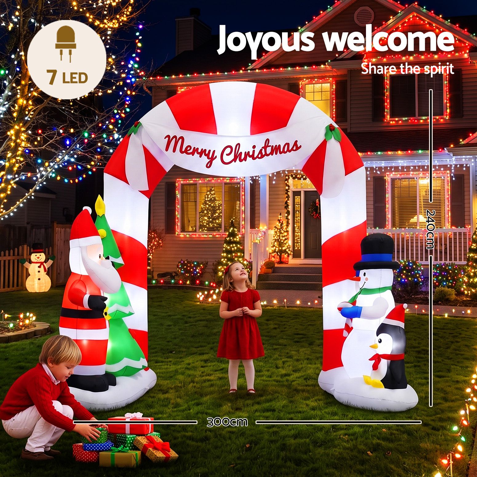 240cm Christmas Inflatable LED Outdoor Holiday Decoration with Blower