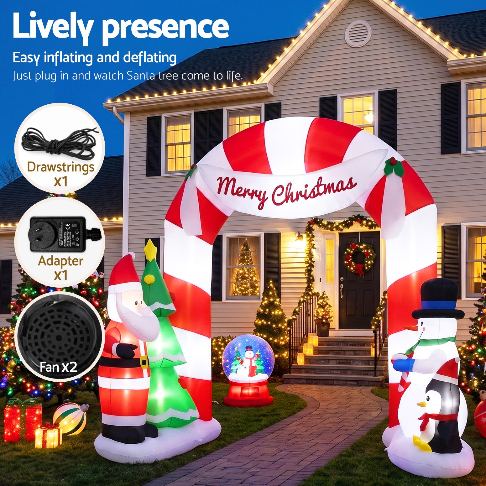 240cm Christmas Inflatable LED Outdoor Holiday Decoration with Blower