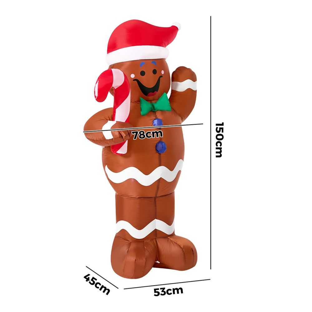 1.5M Christmas Inflatable Gingerbread Man LED Light