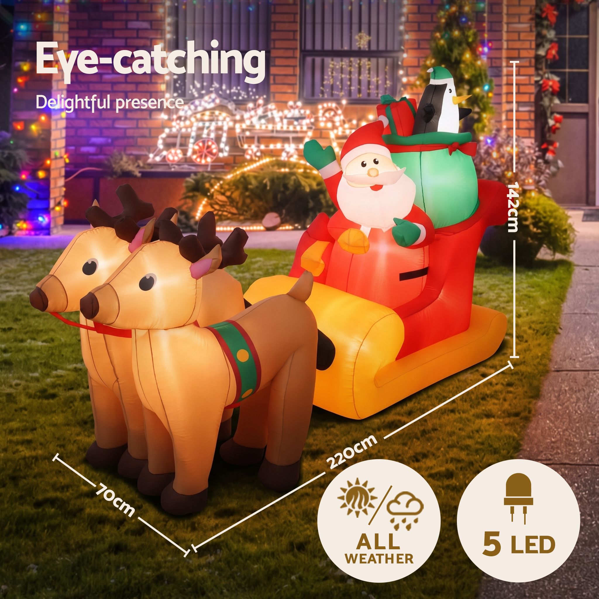 2.2M Christmas Inflatable LED Outdoor Holiday Decoration