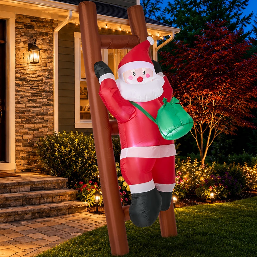 2.4M Christmas Inflatable Santa Ladder LED Light