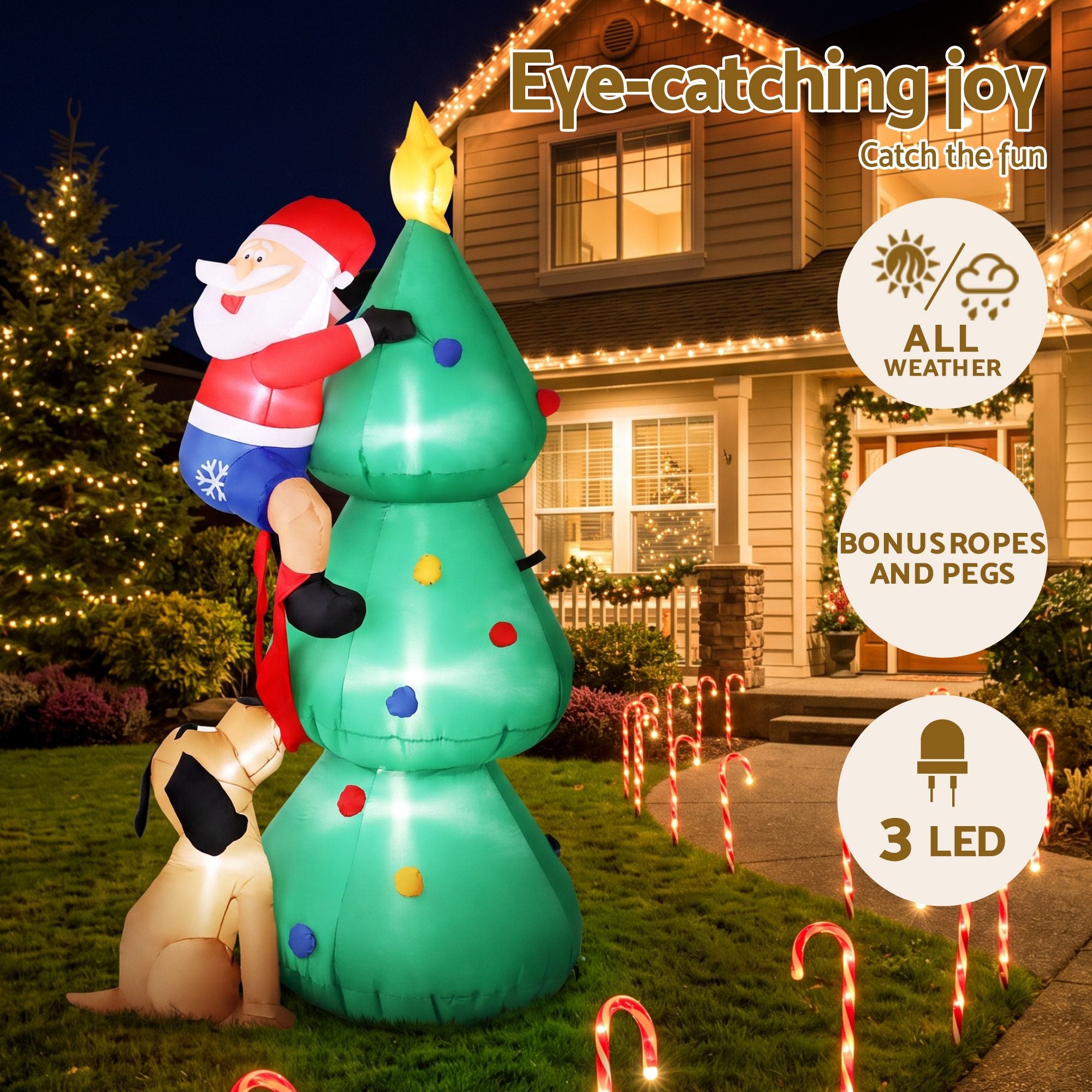 Christmas Inflatable LED Outdoor Holiday Decoration with Blower 180cm
