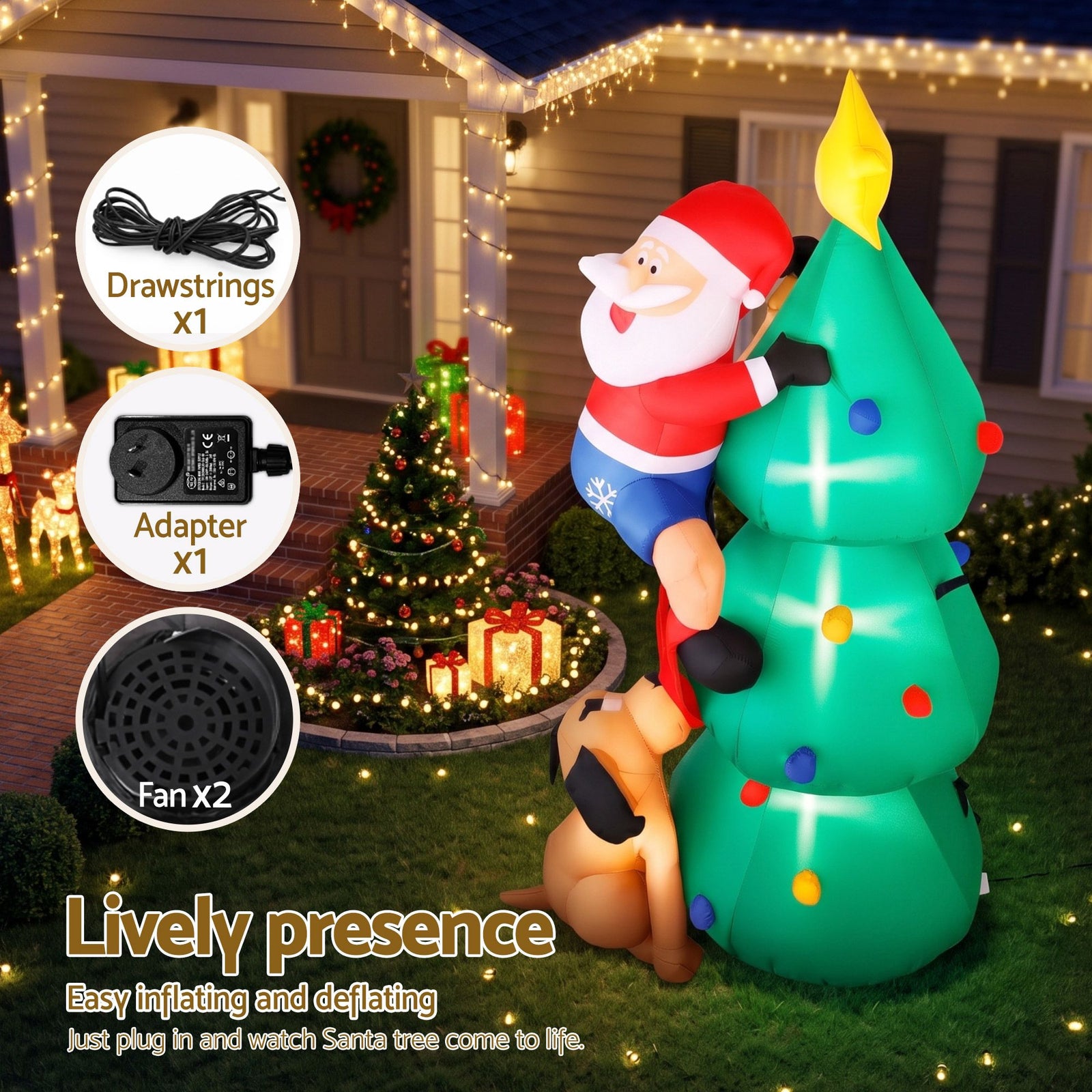 Christmas Inflatable LED Outdoor Holiday Decoration with Blower 180cm
