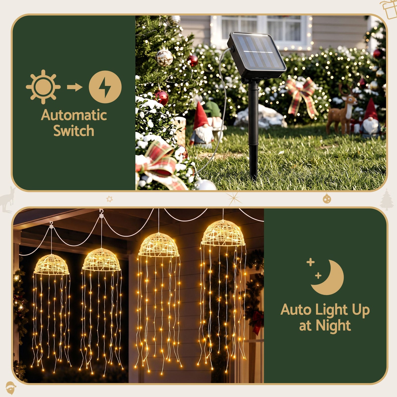 Christmas Lights Solar Jellyfish 4Pcs Garden Decorative Warm White