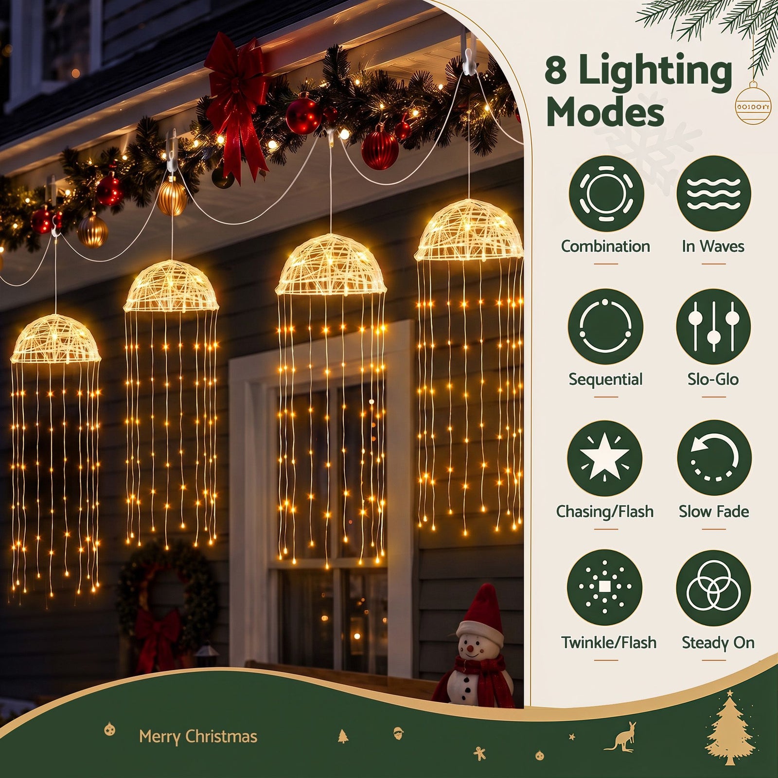 Christmas Lights Solar Jellyfish 4Pcs Garden Decorative Warm White