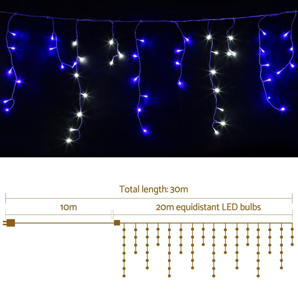 20M LED Icicle Christmas Lights 800 Blue LEDs Outdoor Waterproof