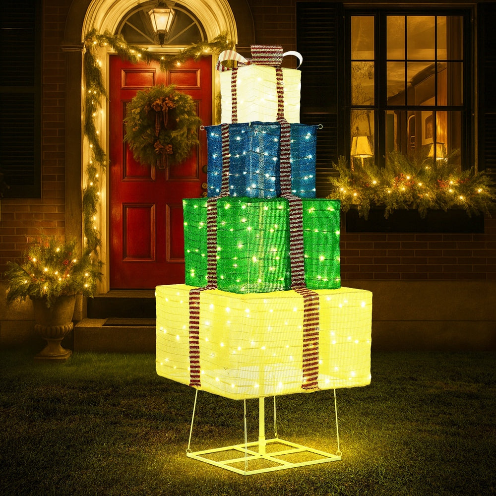 Tinseltown 3D Christmas Light LED 142cm Gift Xmas Boxes 8 Effects