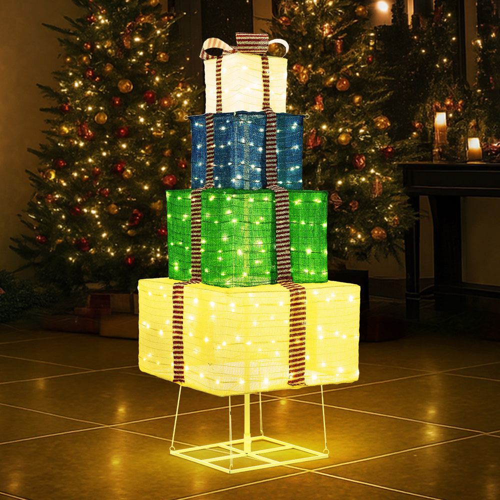 Tinseltown 3D Christmas Light LED 142cm Gift Xmas Boxes 8 Effects