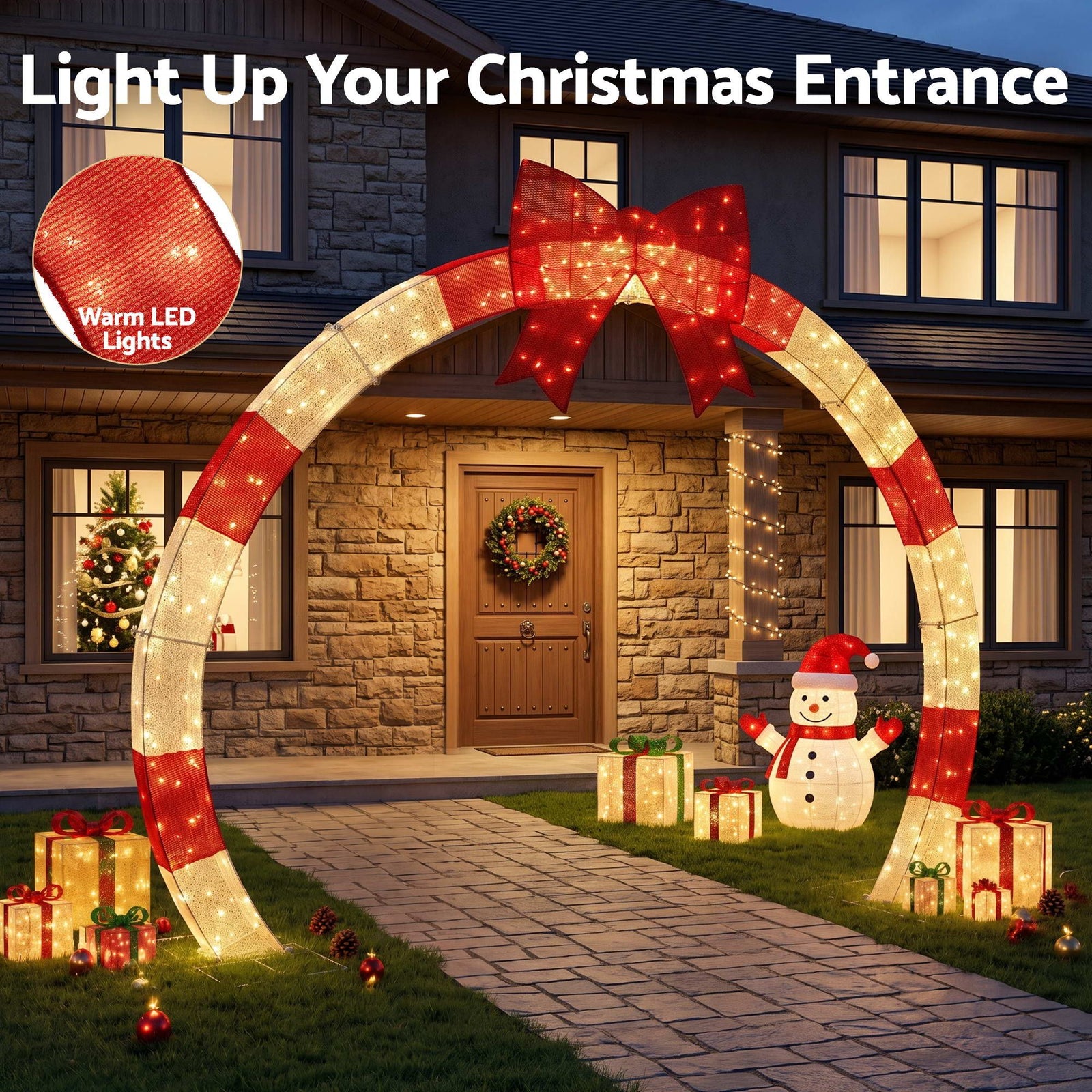 2.5m Christmas Archway Pre-Lit LED Outdoor Garden Decoration Warm White