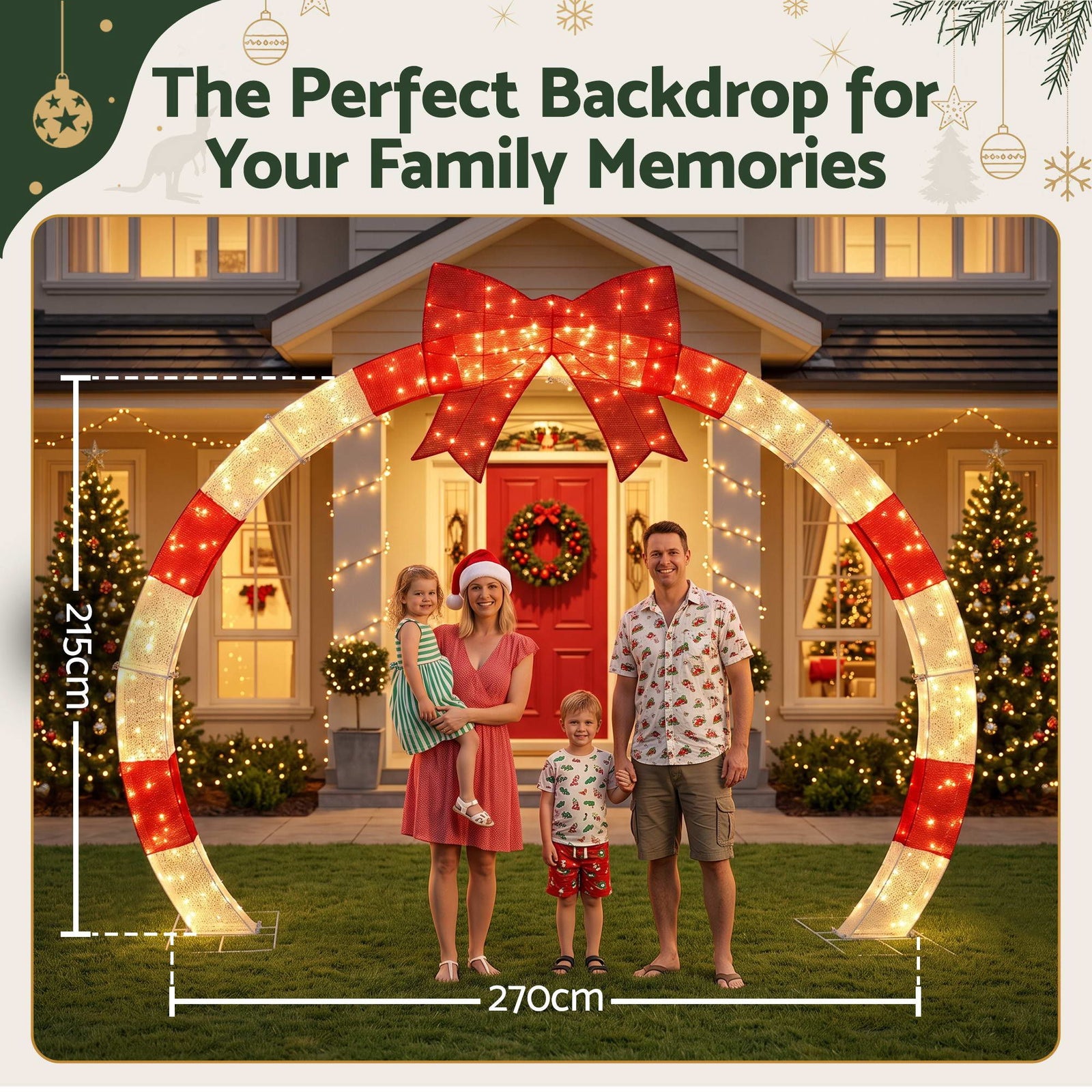 2.5m Christmas Archway Pre-Lit LED Outdoor Garden Decoration Warm White