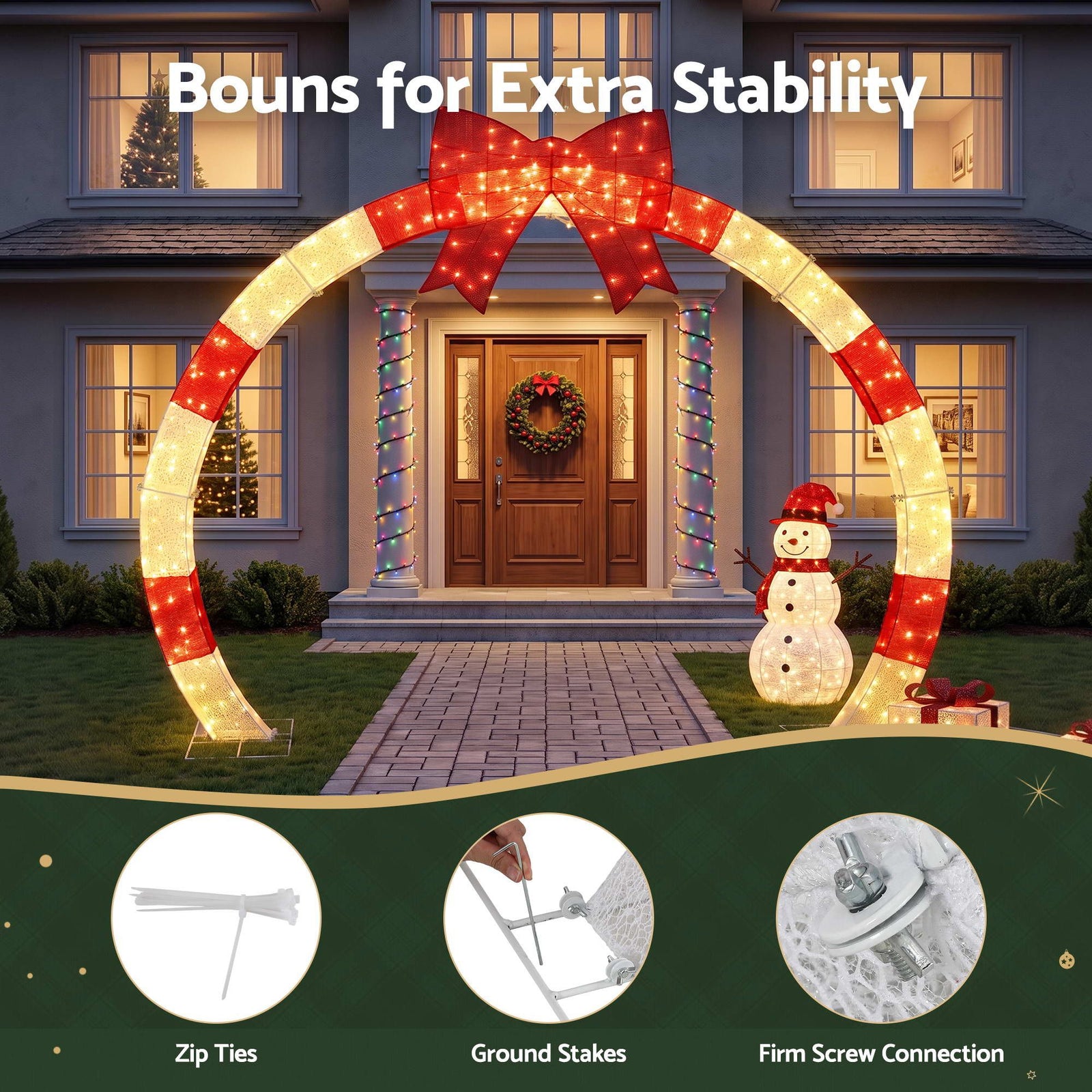 2.5m Christmas Archway Pre-Lit LED Outdoor Garden Decoration Warm White