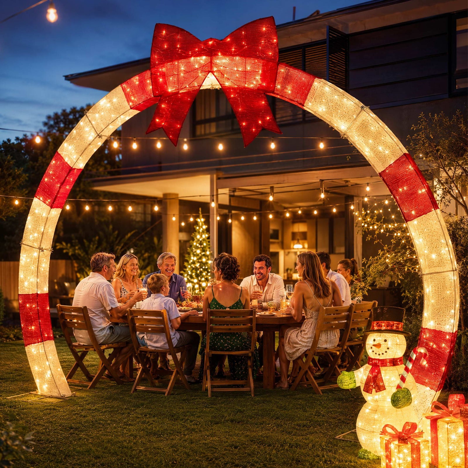 2.5m Christmas Archway Pre-Lit LED Outdoor Garden Decoration Warm White