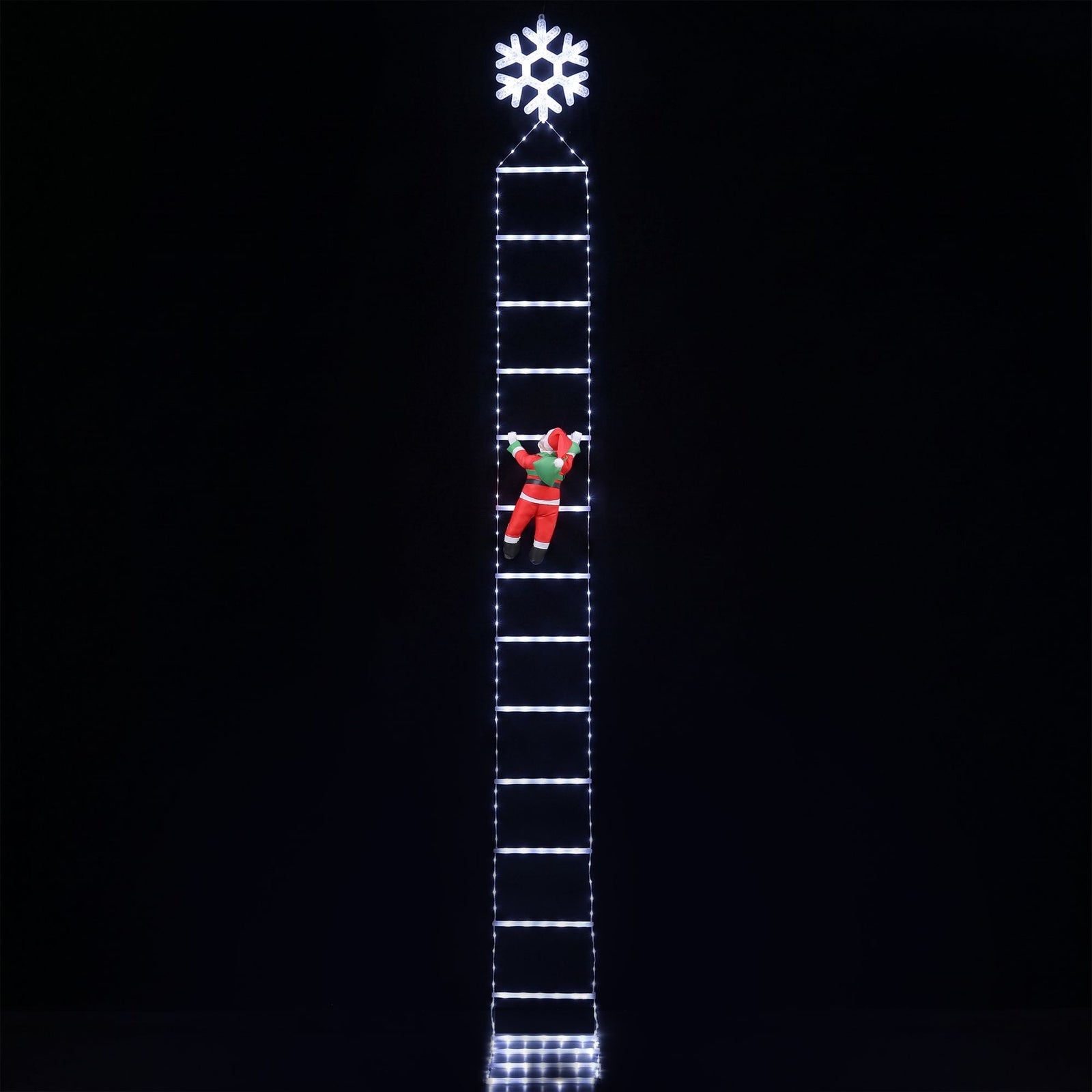 Jingle Jollys Christmas Ladder Lights Santa 3.4m 328LED Hanging Decor Cool White