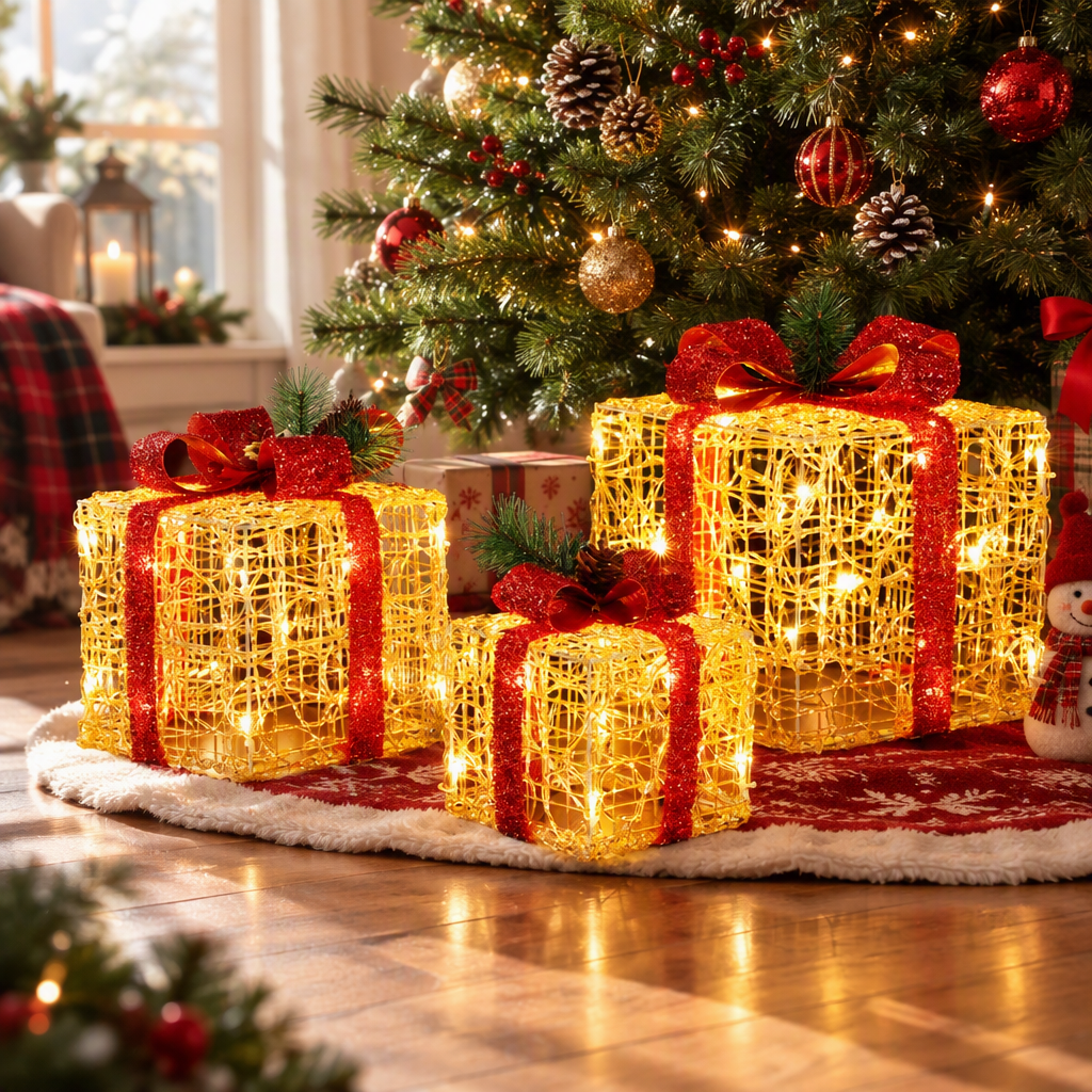 Christmas Lights Gift Box Set 3 PCS Set 48 LED Decorations
