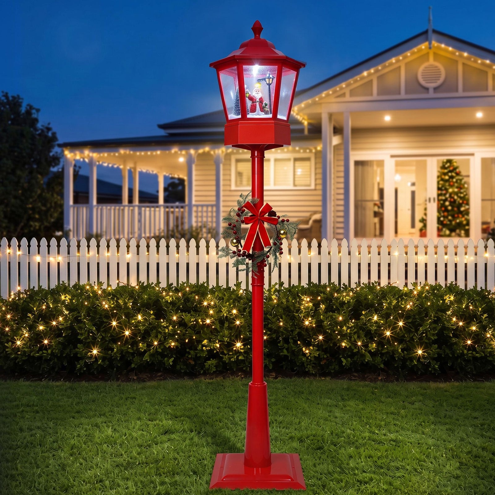 1.8M Christmas LED Lamp Post Decoration with Music & Snowfall Effect