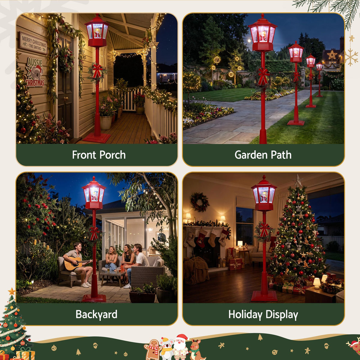 1.8M Christmas LED Lamp Post Decoration with Music & Snowfall Effect