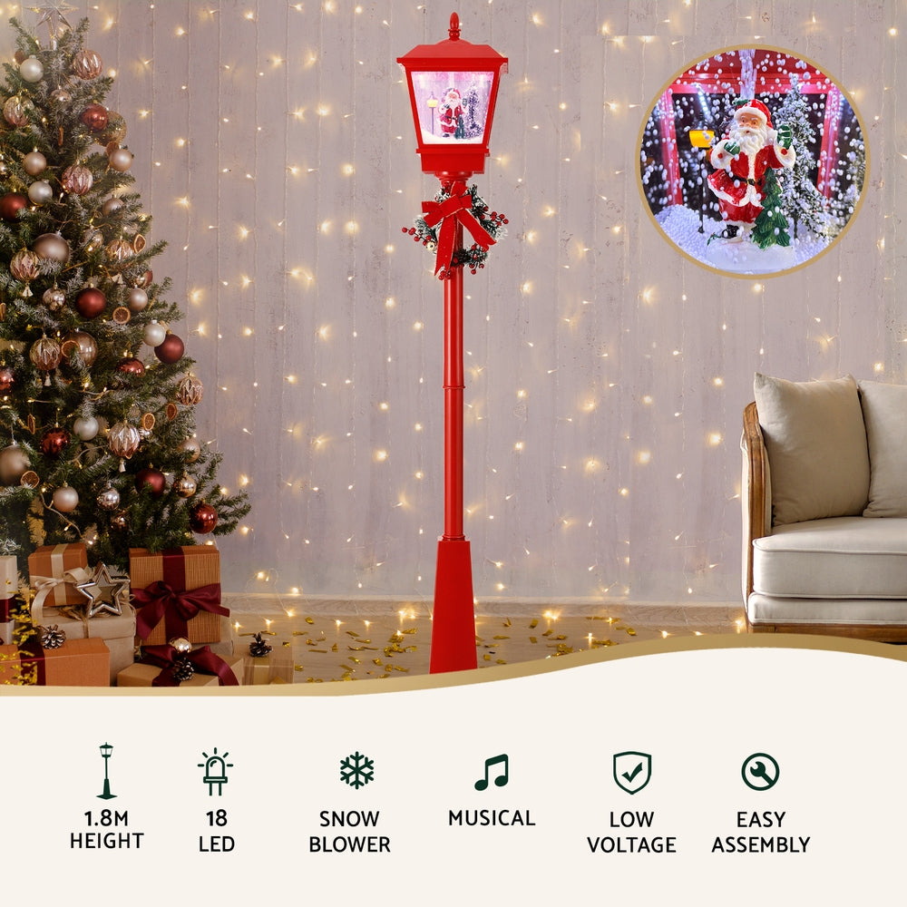 1.8M Christmas LED Lamp Post Decoration with Music & Snowfall Effect