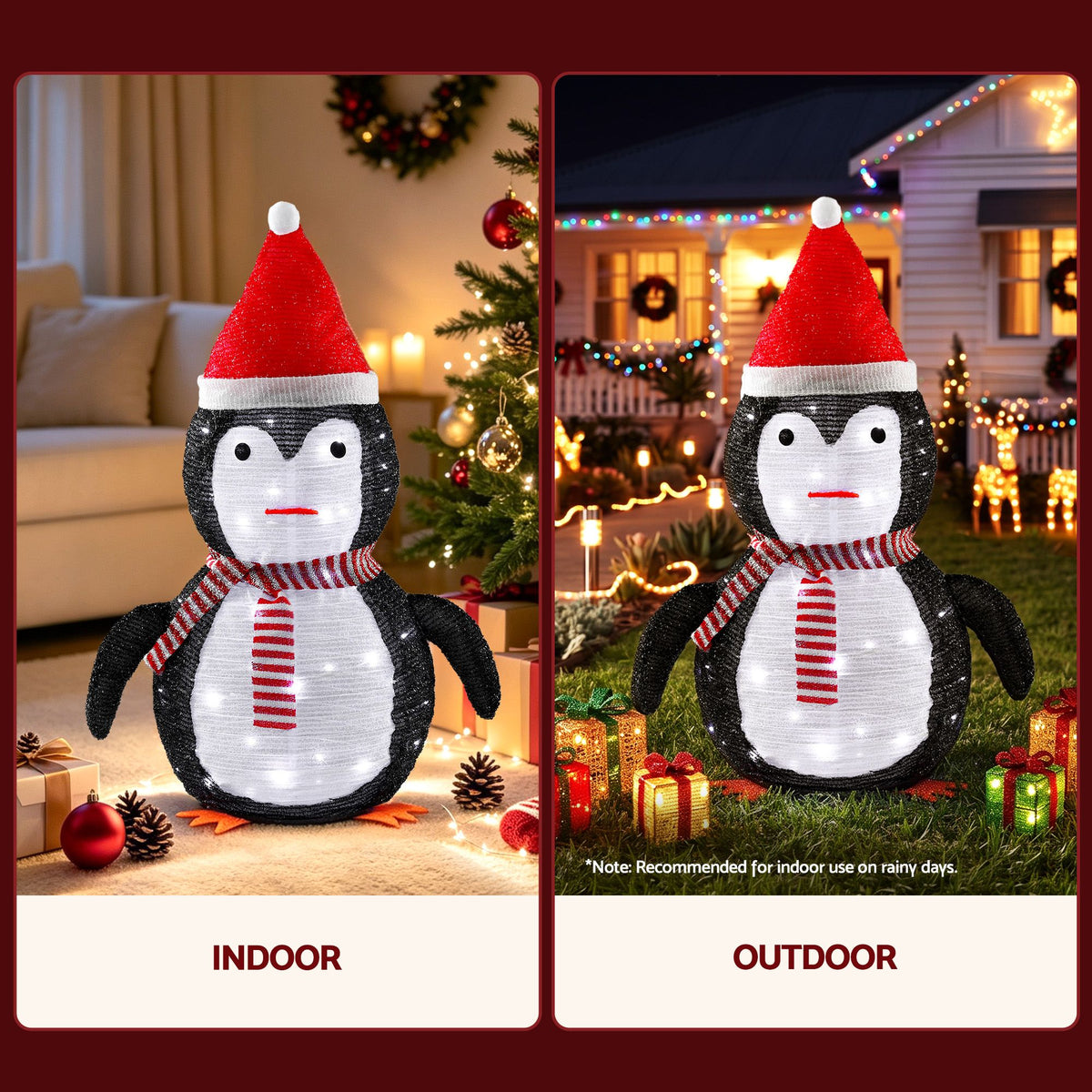 Jingle Jollys Christmas Penguin Light 70cm Pop Up LED Display 45 LEDs 8 Modes