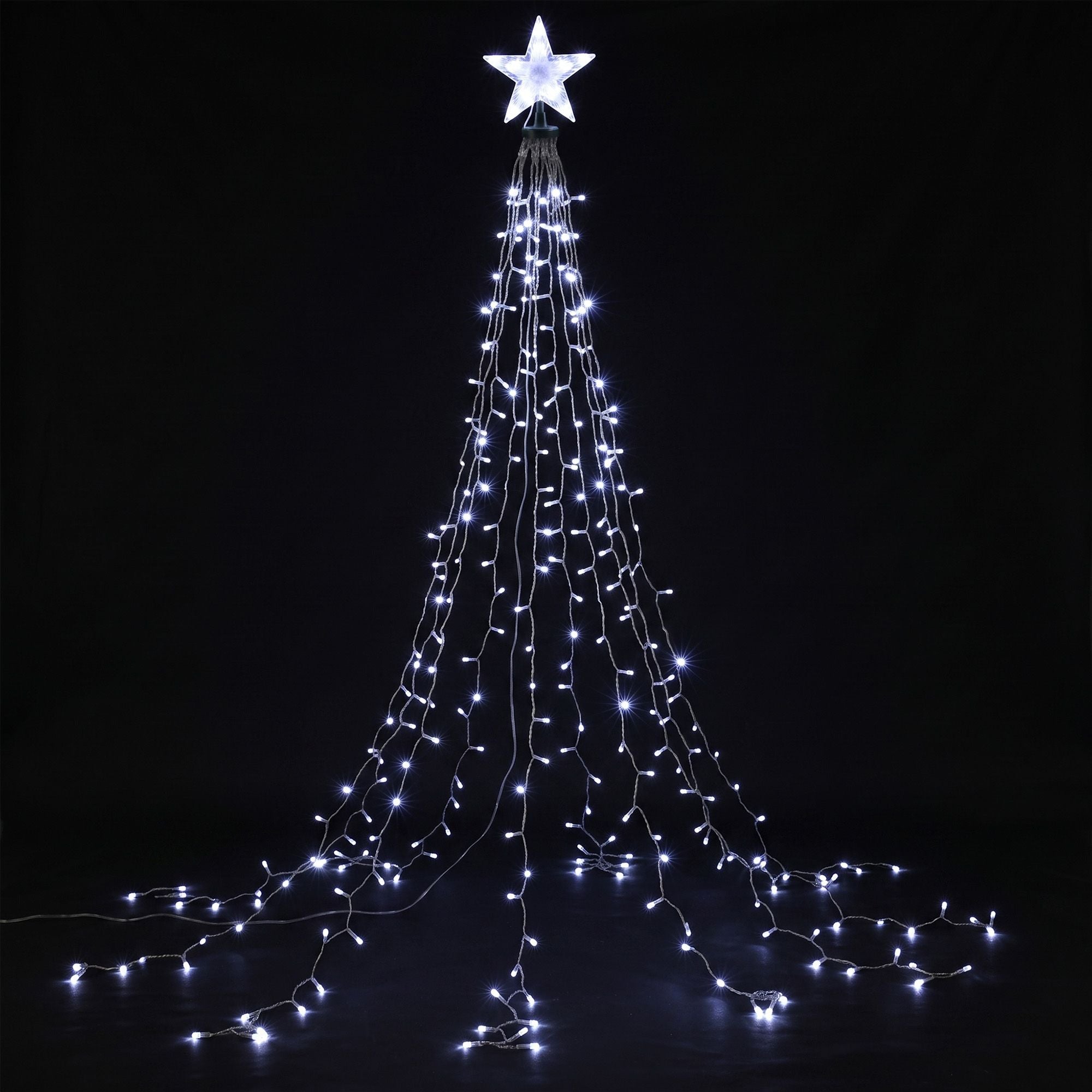 2.5m Christmas Tree Lights Tree Topper Waterfall Fairy Lights White Set