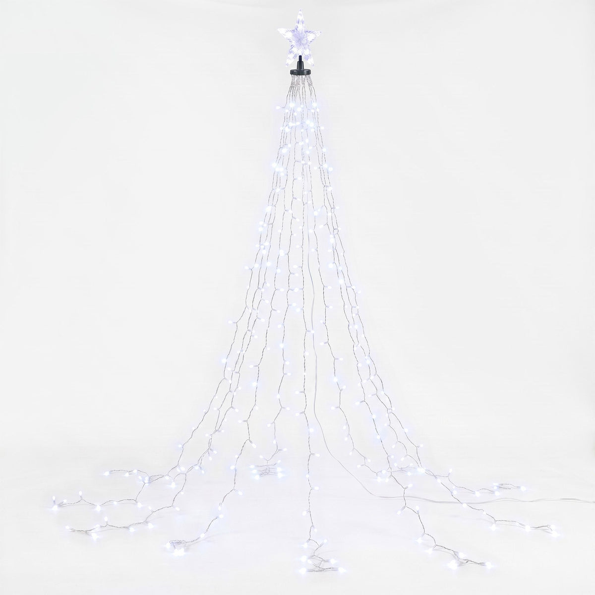 2.5m Christmas Tree Lights Tree Topper Waterfall Fairy Lights White Set