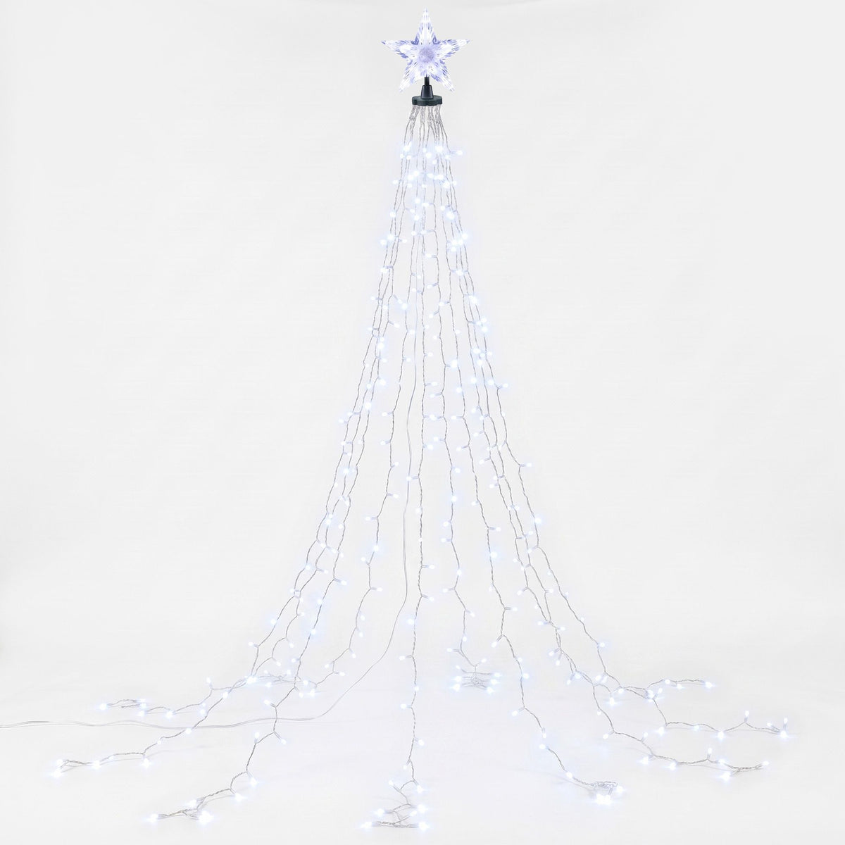 2.5m Christmas Tree Lights Tree Topper Waterfall Fairy Lights White Set