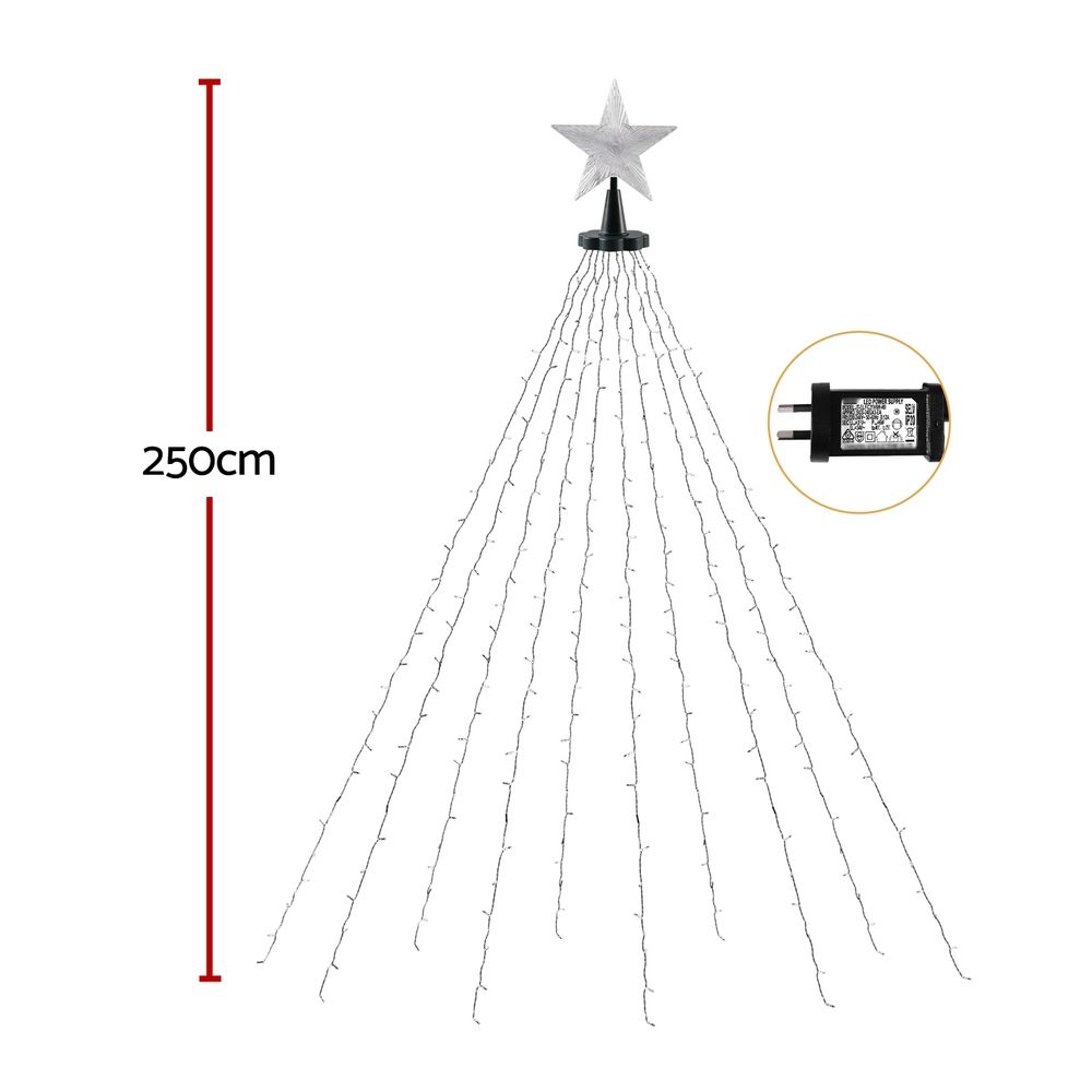 Jingle Jollys 2.5M Christmas Lights Waterfall String Light 300 LED Star Topper