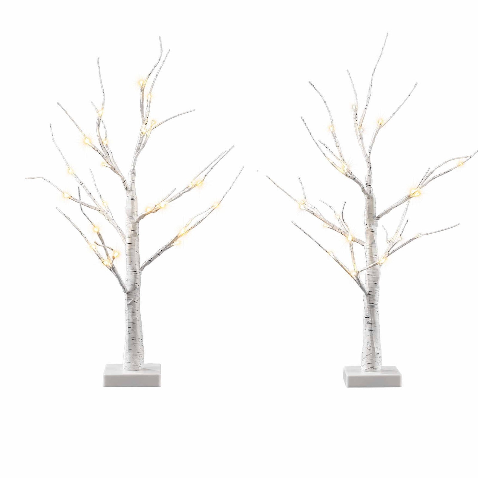 Lighted Branch Tree Christmas Decorations Warm White Lights 2 Pack 60cm