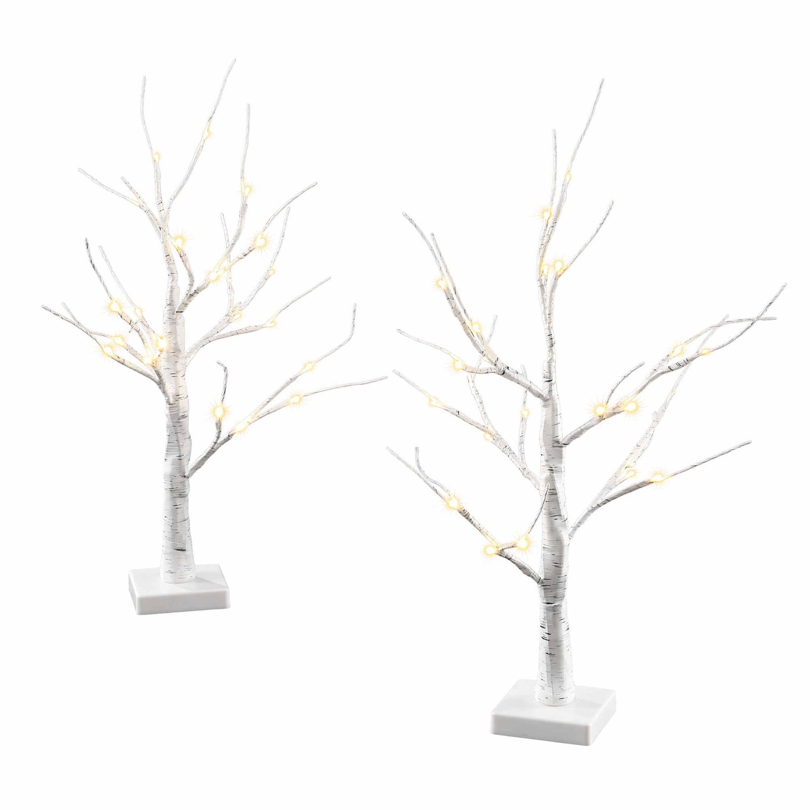 Lighted Branch Tree Christmas Decorations Warm White Lights 2 Pack 60cm