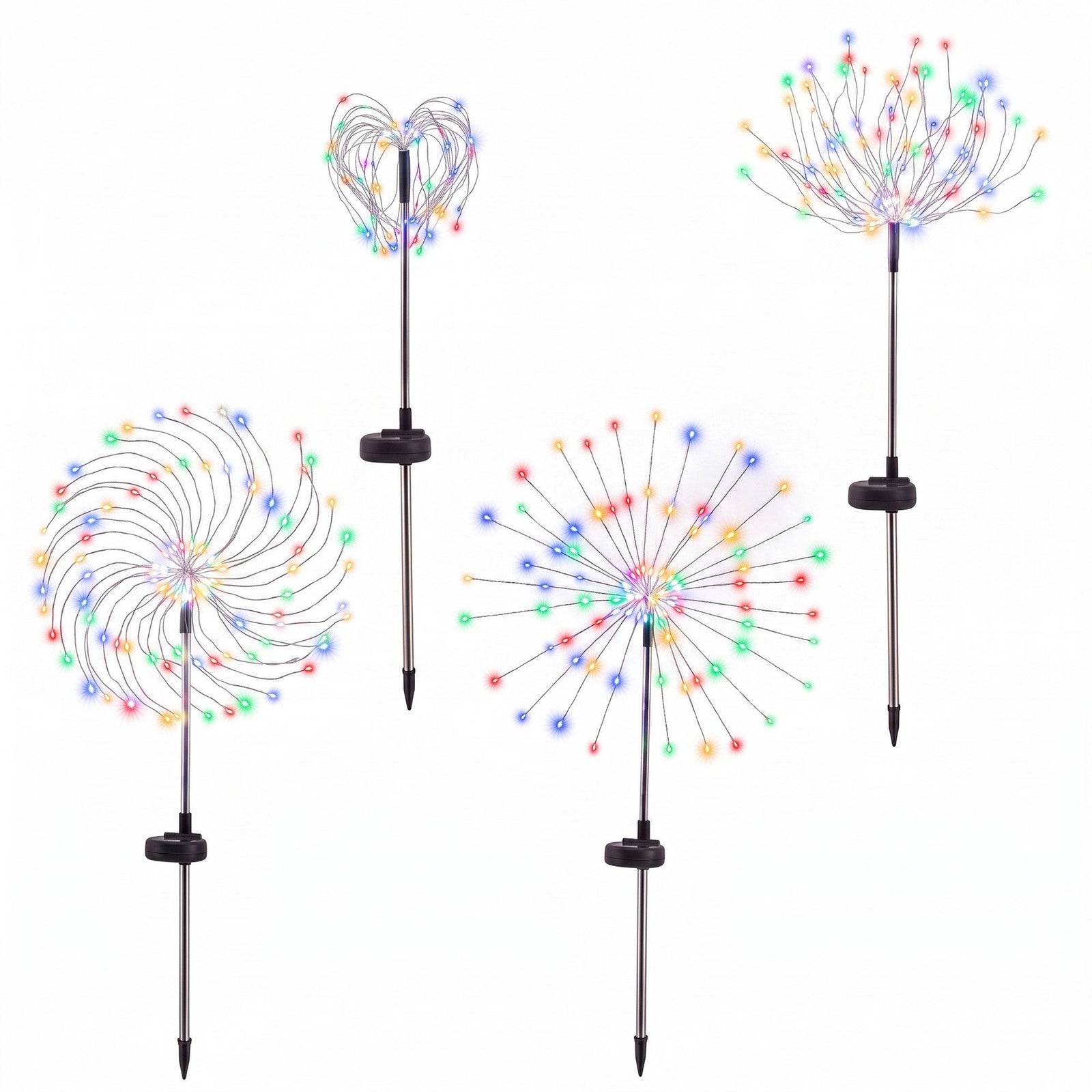 4 Pack Christmas Path Lights Solar Firework Garden Decoration Multicolour