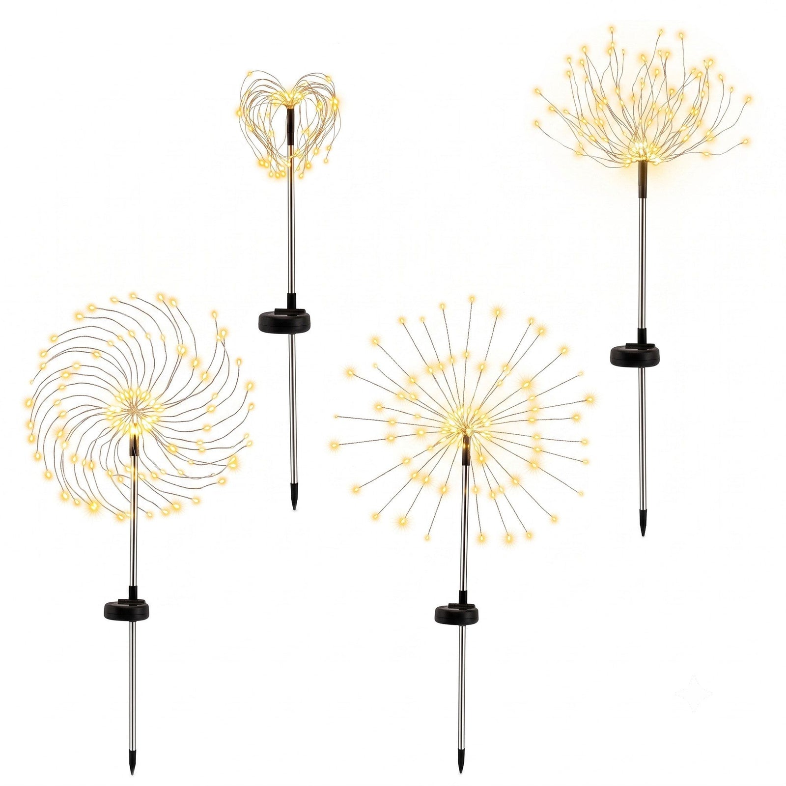 4 Pack Christmas Lights Solar Firework Outdoor Garden Lights Warm White