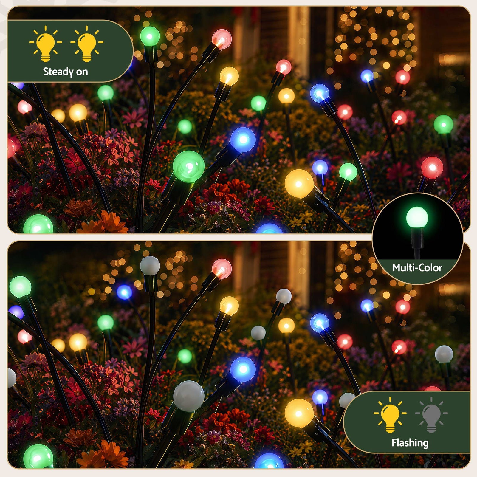 Christmas Lights Solar Firefly Lights Garden Path Lights Multicolour Set