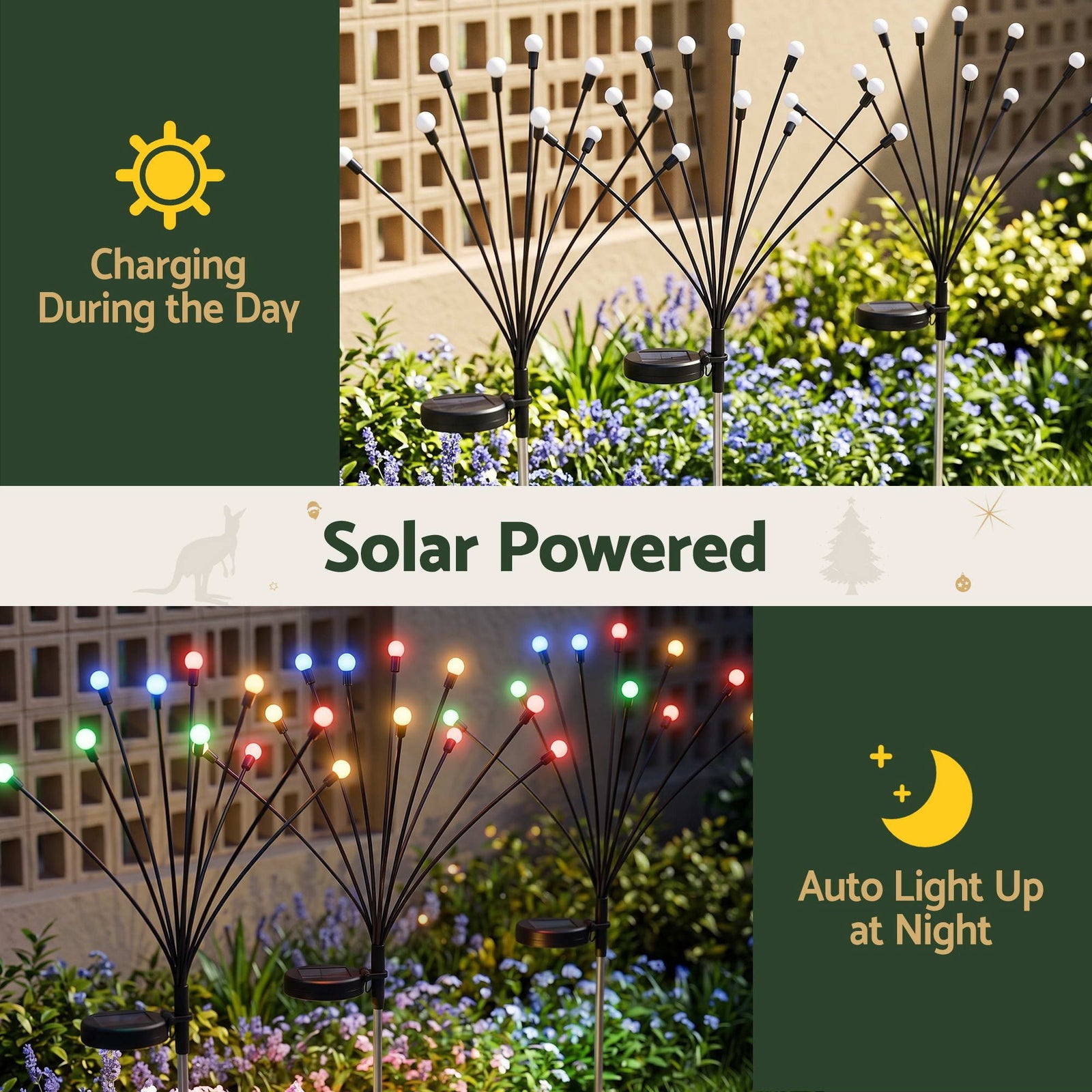 Christmas Lights Solar Firefly Lights Garden Path Lights Multicolour Set
