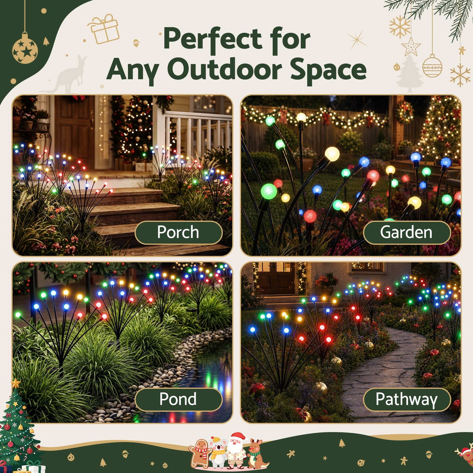 Christmas Lights Solar Firefly Lights Garden Path Lights Multicolour Set