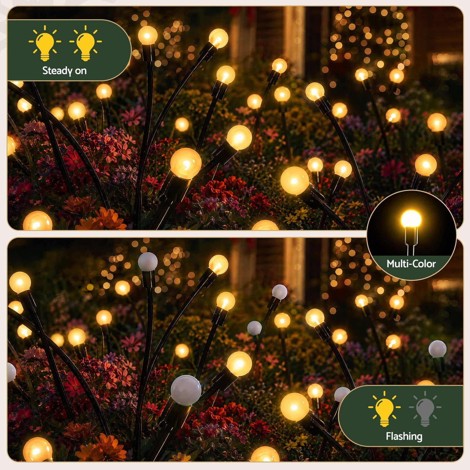 Christmas Lights Solar Firefly Lights Garden Path Lights Warm White Set