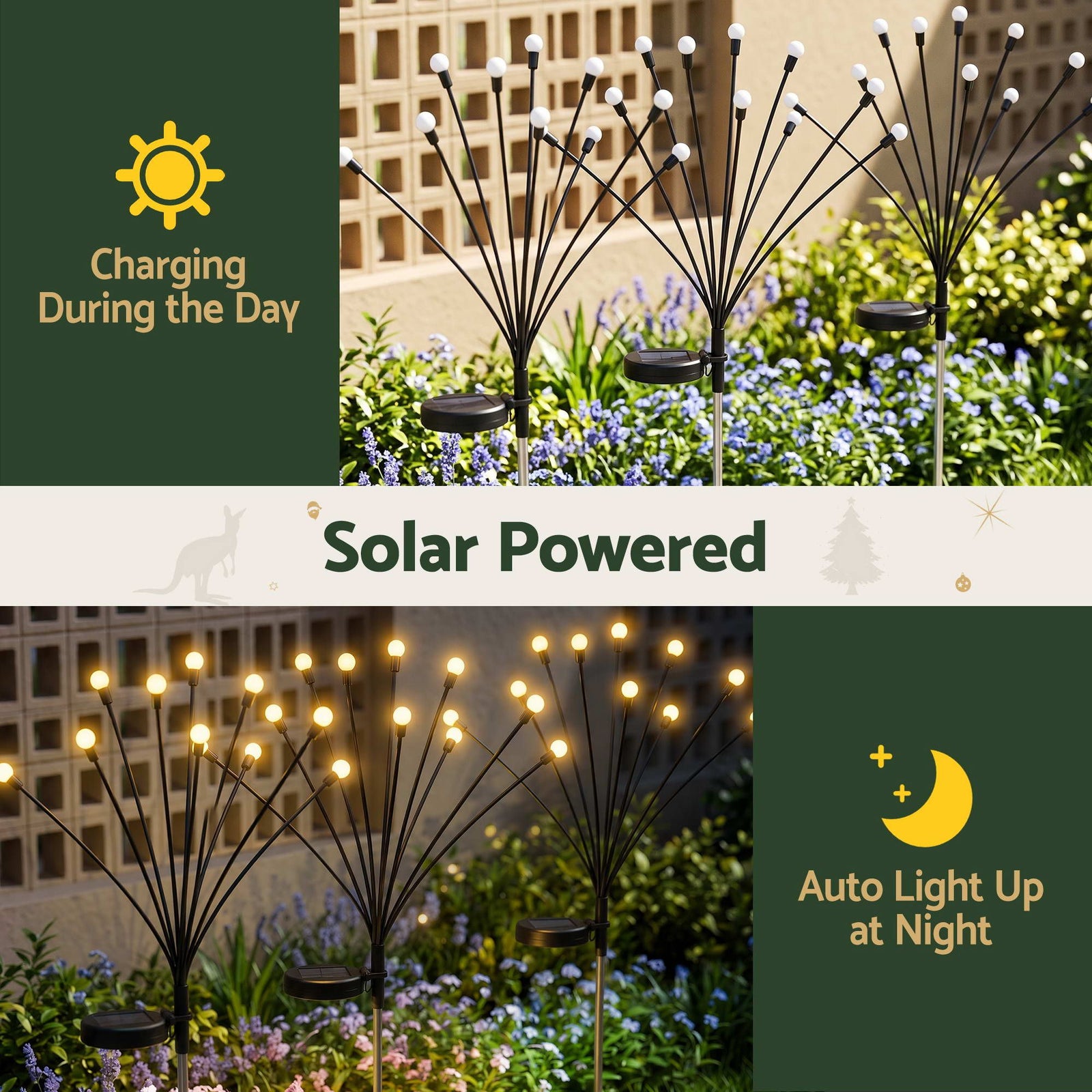 Christmas Lights Solar Firefly Lights Garden Path Lights Warm White Set
