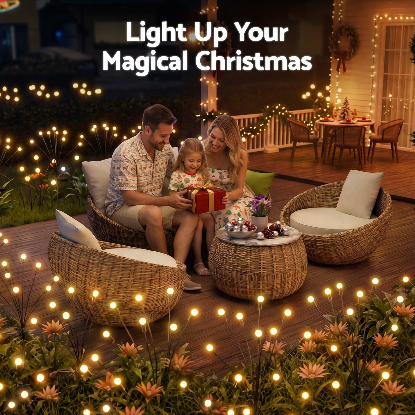 Christmas Lights Solar Firefly Lights Garden Path Lights Warm White Set