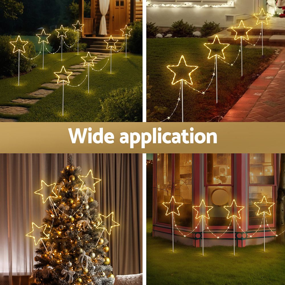 4pc Christmas Star Path Ground Lights, 144 LED Warm White Garden Decor