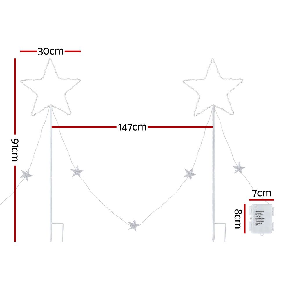4pc Christmas Star Path Ground Lights, 144 LED Warm White Garden Decor