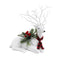 32cm White Lying Christmas Reindeer Silver Glitter Scarf Berries Pine Decor