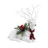32cm White Lying Christmas Reindeer Silver Glitter Scarf Berries Pine Decor