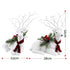 32cm White Lying Christmas Reindeer Silver Glitter Scarf Berries Pine Decor