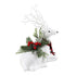 32cm White Lying Christmas Reindeer Silver Glitter Scarf Berries Pine Decor