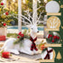 32cm White Lying Christmas Reindeer Silver Glitter Scarf Berries Pine Decor