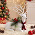 32cm White Lying Christmas Reindeer Silver Glitter Scarf Berries Pine Decor