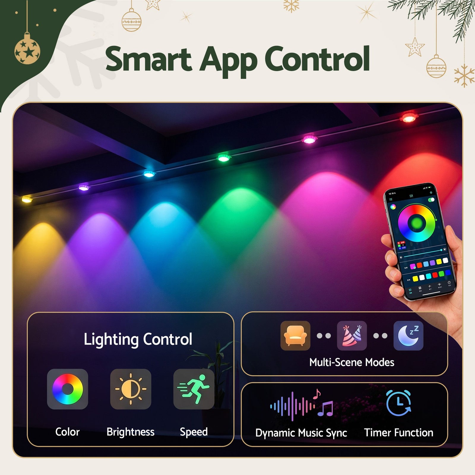 15M Christmas Lights Permanent String Eaves Light 36 LED Decoration Set
